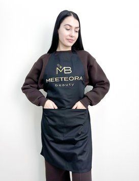 Робочий фартух перукаря з логотипом "Метеор-бьюті" / сатин СОФ1 фото