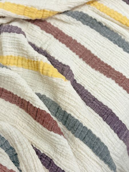 Покривало-плед муслінове 220х240 см с яскравими смугами Туреччина  ППМ11 фото
