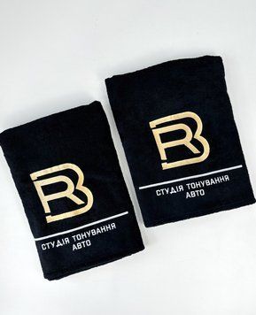 Махрові банні рушники з логотипом студії тонування авто BR ББКК3 фото