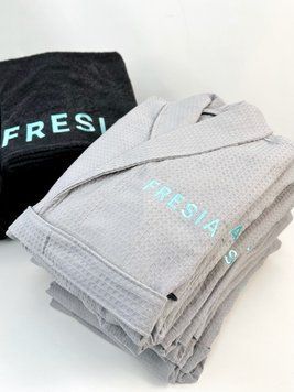 Брендовані вафельні халати з коміром для бьюті-сфери "Fresia" ББХВК5 фото