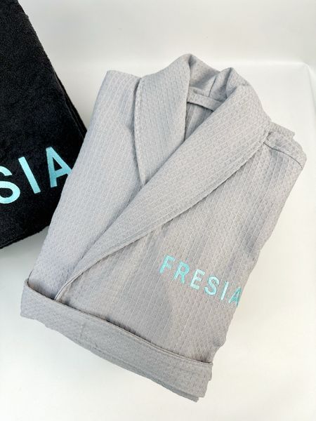 Брендовані вафельні халати з коміром для бьюті-сфери "Fresia" ББХВК5 фото
